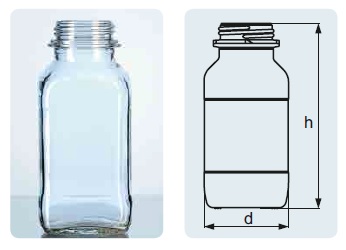 Screw Cap Bottle Square from Soda-lime Glass (LGW238201709)